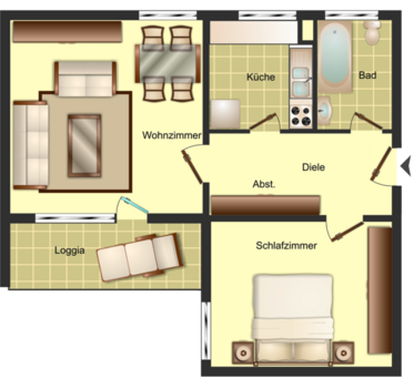 Beispiel-Grundriss unserer Mietwohnungen in Remscheid-Hackenberg 1