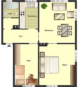 Grundriss der 3-Zimmer Wohnung in Bocholt