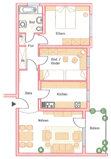 Beispiel-Grundriss unserer Mietwohnungen in Bergheim-Zieverich 5