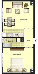 Grundriss der 2-Zimmer-Wohnung in Bocholt