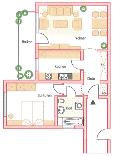Beispiel-Grundriss unserer Mietwohnungen in Bergheim-Zieverich 4