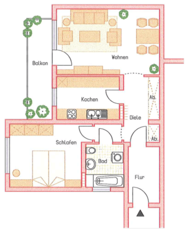 Beispiel-Grundriss unserer Mietwohnungen in Bergheim-Zieverich 3