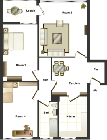 Beispiel-Grundriss unserer Mietwohnungen in Hamm-Heessen 3
