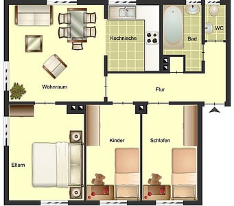 Grundriss der 4-Zimmer Wohnung in Bocholt