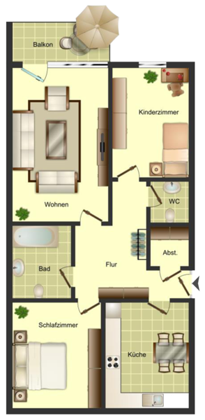 Beispiel-Grundriss unserer Mietwohnungen in Hürth-Efferen 5
