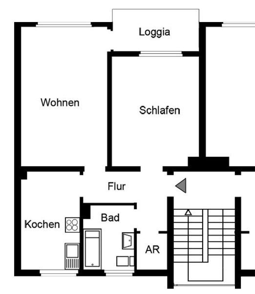 Beispiel-Grundriss unserer Mietwohnungen in Moers-Asberg 1