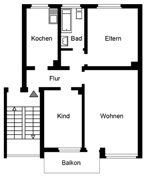 Beispiel-Grundriss unserer Mietwohnungen in Moers-Asberg 2