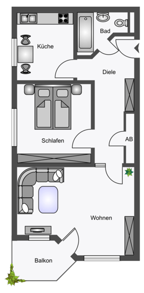 Beispiel-Grundriss unserer MietwohnungenMietwohnungen in Münster-Kinderhaus 1