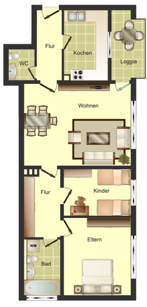 Beispiel-Grundriss unserer Mietwohnungen in Neunkirchen-Salchendorf 1