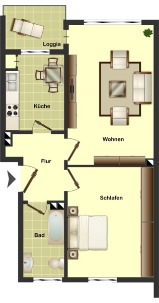 Beispiel-Grundriss unserer Mietwohnungen in Osnabrück